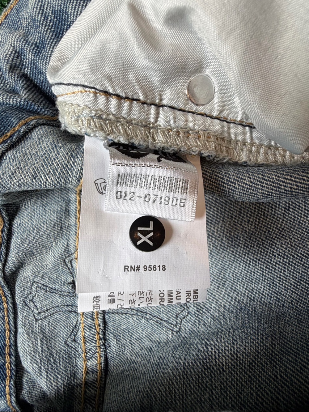 Light Blue Men’s Straight Denim Jeans with Black & White Cross Patches - Picture 9 of 11